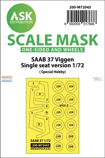 ASKM72043 1:72 ASK/Art Scale Mask - Saab 37 Viggen Single Seater (SPH kit)