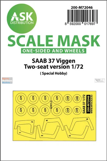 ASKM72046 1:72 ASK/Art Scale Mask - Saab 37 Viggen Two Seater (SPH kit)