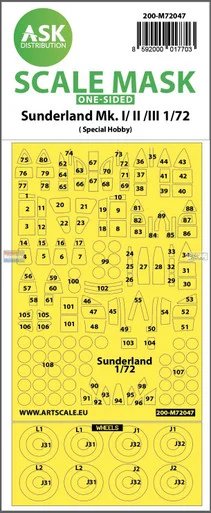 ASKM72047 1:72 ASK/Art Scale Mask - Sunderland Mk.I/II/III (SPH kit)