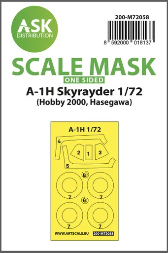 1/72 Art Scale A-1H Skyrayder one-sided painting express mask for Hobby2000 / Hasegawa