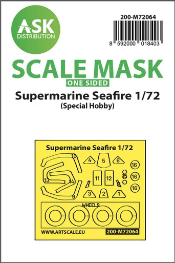 1/72 Art Scale Spitfire Mk.21, Mk.22, Mk.24 / Seafire Mk.45, MK.46, Mk.47 one-sided mask for Special Hobby