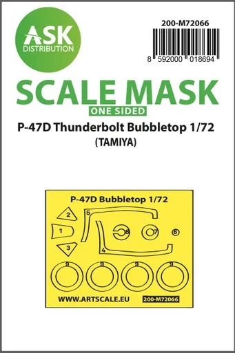 1/72 Art Scale P-47D Thunderbolt Bubbletop one-sided express mask for Tamiya