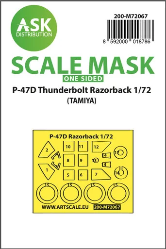 1/72 Art Scale P-47D Thunderbolt Razorback one-sided express mask for Tamiya