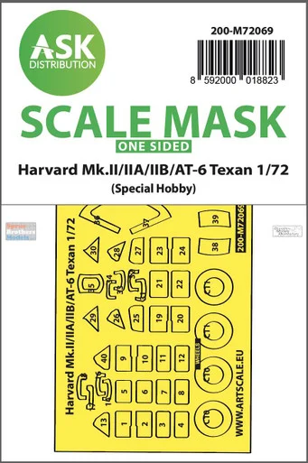 ASKM72069 1:72 ASK/Art Scale Mask - Harvard Mk.II/IIA/IIB AT-6 Texan (SPH kit)