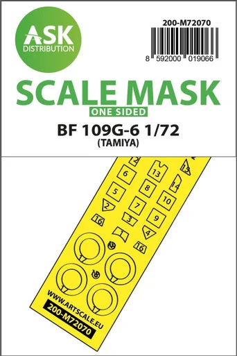 1/72 Art Scale Bf 109G-6 one-sided express fit mask for Tamiya