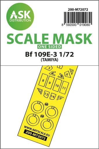 1/72 Art Scale Bf 109E-3 one-sided express fit mask for Tamiya