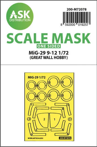1/72 Art Scale Mig-29 9-12 one-sided express mask incl. the rubber mask for Great Wall Hobby
