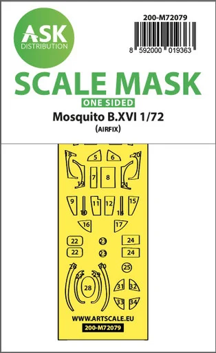 1/72 Art Scale Mosquito B.XVI one-sided express fit mask for Airfix