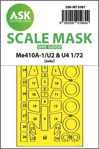1/72 Art Scale Messerschmitt Me 410A-1/U2 & U4 one-sided express fit mask for Airfix