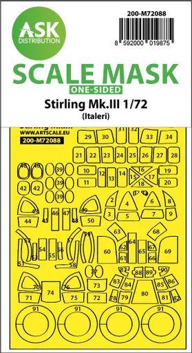 1/72 Art Scale Stirling Mk.III one-sided express fit mask for Italeri