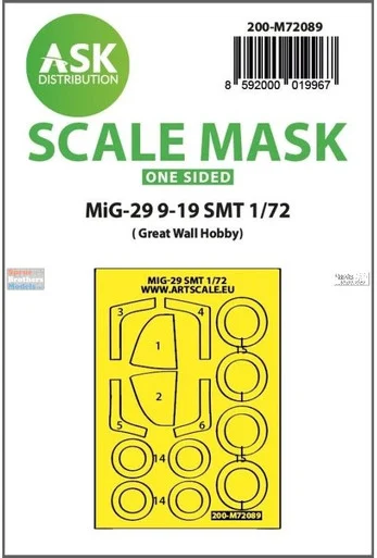 ASKM72089 1:72 ASK/Art Scale Mask - MiG-29 9-19 SMT Fulcrum (GWH kit)
