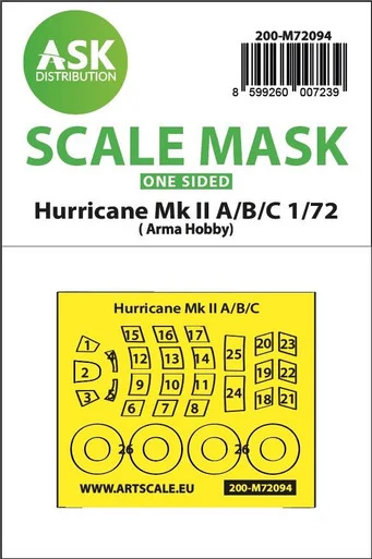 1/72 Art Scale Hawker Hurricane Mk.II A/B/C one-sided fit express mask for Arma Hobby