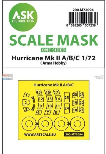 ASKM72094 1:72 ASK/Art Scale Mask - Hurricane Mk.IIA/B/C (ARM kit)