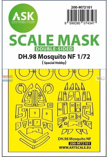 ASKM72101 1:72 ASK/Art Scale Double Sided Mask - DH.98 Mosquito (SPH kit)