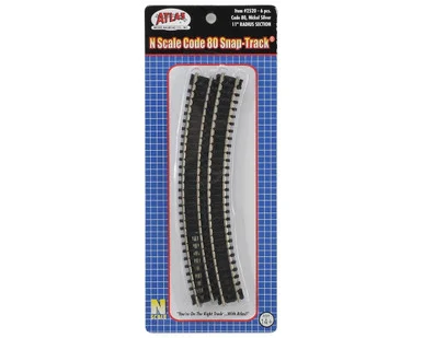 Atlas Model Railroad 2520 N Code 80 11" Radius Curve Track Section 6 Pack