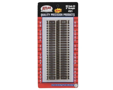 Atlas Model Railroad 521 HO Code 83 6" Straight Track Section 4 Pack