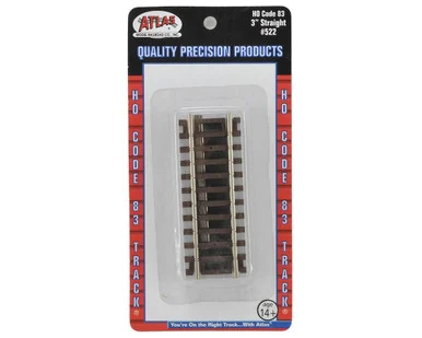 Atlas Model Railroad 522 HO Code 83 3" Straight Track Section 4 Pack