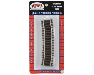 Atlas Model Railroad 533 HO Code 83 18" Radius 1/2 Curve Track Section 4 Pack