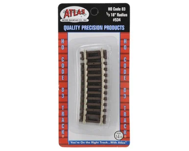 Atlas Model Railroad 534 HO Code 83 18" Radius 1/3 Curve Track Section 4 Pack