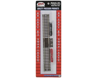Atlas Model Railroad 554 HO Code 83 9" Straight Terminal Track w/Wire