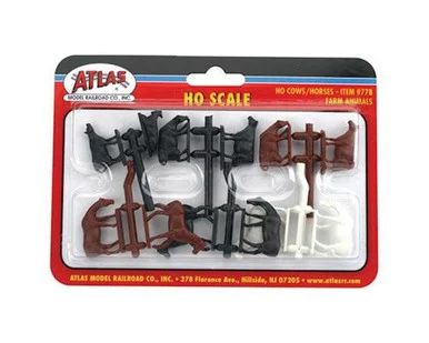 Atlas Model Railroad 778 HO Cows & Horses 12 Pieces