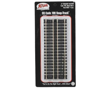 Atlas Model Railroad 822 HO Code 100 6" Straight Track Section 4 Pack