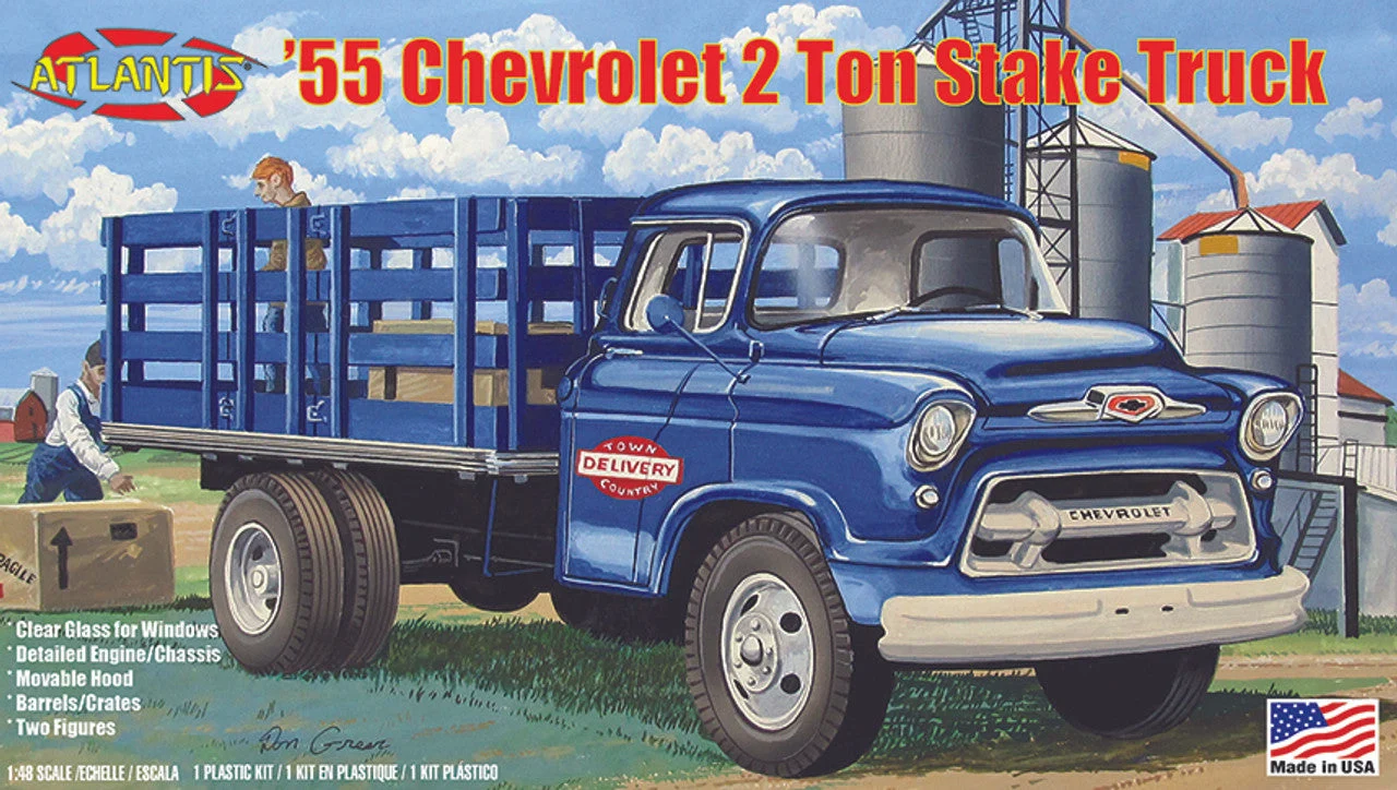 Atlantis Models 1955 Chevrolet 2 Ton Stake Truck 1:48 Scale Plastic Model Kit