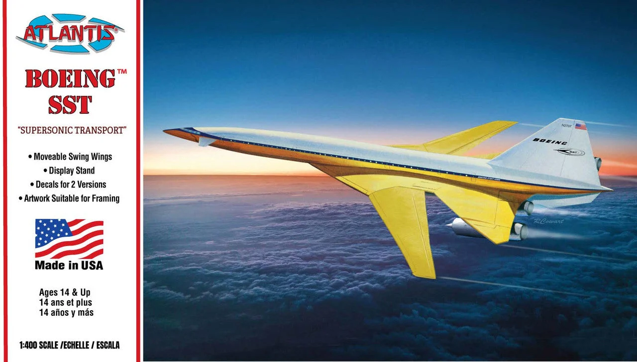 Atlantis Models Boeing 2707 SST (Supersonic Transport) 1/400 Scale Model Kit - Moveable Swing Wings