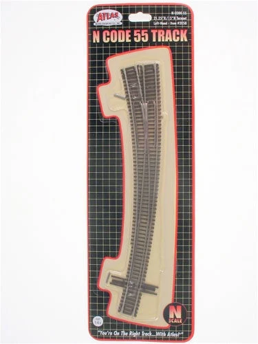 Atlas Model Railroad 2058 N Code 55 Curved Turnout, 21-1/4 Outside & 15 Inside Radius Left