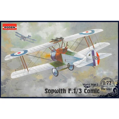 Roden 51 Sopwith F.1/3 Comic WWI BiPlane 1/72 Scale Model Kit