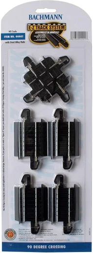Bachmann 44441 HO 90 Degree Crossing Steel Alloy Track w/ Black Roadbed