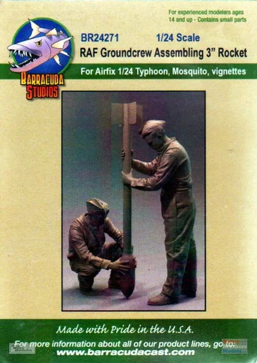 BARBR24271 1:24 BarracudaCast RAF Groundcrew Assembling 3" Rocket - BarracudaCals