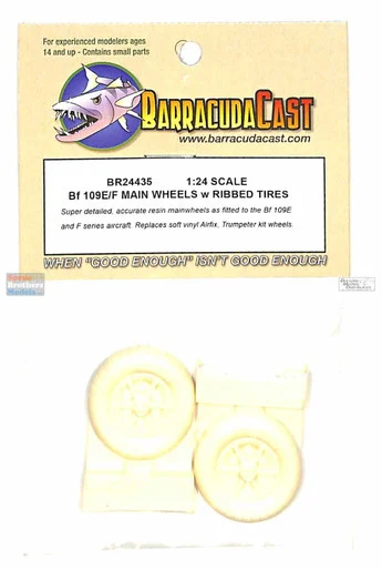 BARBR24435 1:24 BarracudaCast Bf109E Bf109F Main Wheels with Ribbed Tires - BarracudaCals