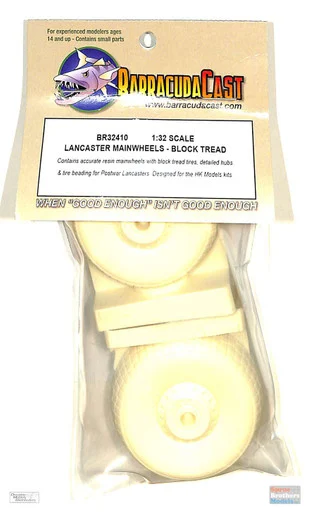 BARBR32410 1:32 BarracudaCast Lancaster Main Wheels Block Tread (HKM kit) - BarracudaCals