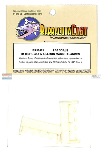 BARBR32471 1:32 BarracudaCast Bf109F/G/K Aileron Mass Balances - BarracudaCals