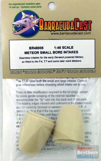 BARBR48008 1:48 BarracudaCast Meteor Small Bore Intakes #BR48008 - BarracudaCals