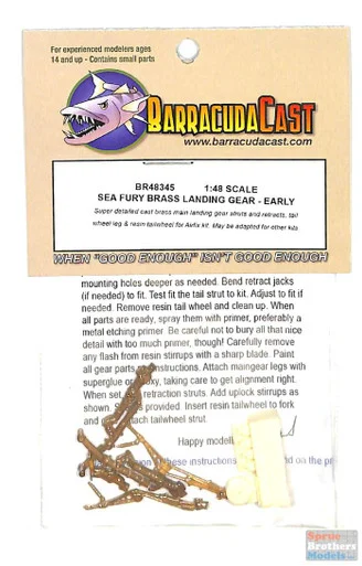 BARBR48345 1:48 BarracudaCast Sea Fury Brass Landing Gear - Early