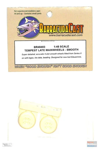 BARBR48403 1:48 BarracudaCast Hawker Tempest Late Main Wheels Smooth (EDU kit) - BarracudaCals