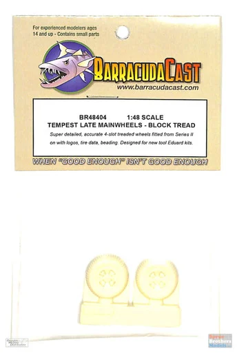 BARBR48404 1:48 BarracudaCast Hawker Tempest Late Main Wheels Block Tread (EDU kit) - BarracudaCals