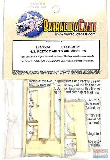 BARBR72214 1:72 BarracudaCast Redtop Air to Air Missiles - BarracudaCals
