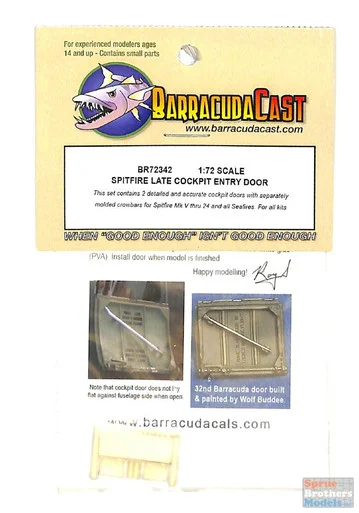 BARBR72342 1:72 BarracudaCast Spitfire Late Cockpit Entry Door - BarracudaCals