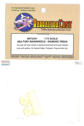 BARBR72351 1:72 BarracudaCast Sea Fury Main Wheels Diamond Tread - BarracudaCals