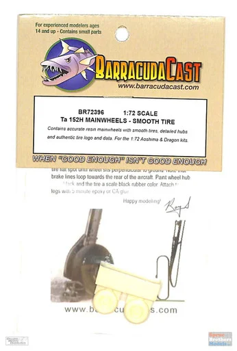 BARBR72396 1:72 BarracudaCast Ta 152H Main Wheels Smooth Tire - BarracudaCals