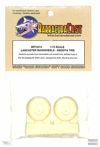 BARBR72414 1:72 BarracudaCast Lancaster Main Wheels Smooth Tire - BarracudaCals