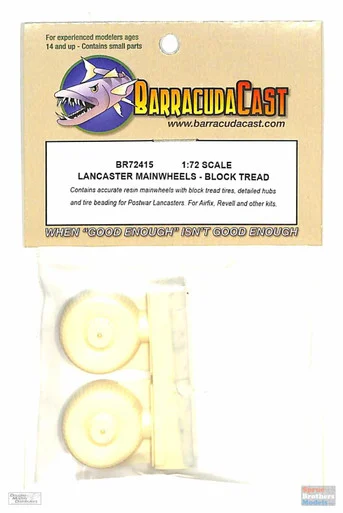 BARBR72415 1:72 BarracudaCast Lancaster Main Wheels Block Tread - BarracudaCals