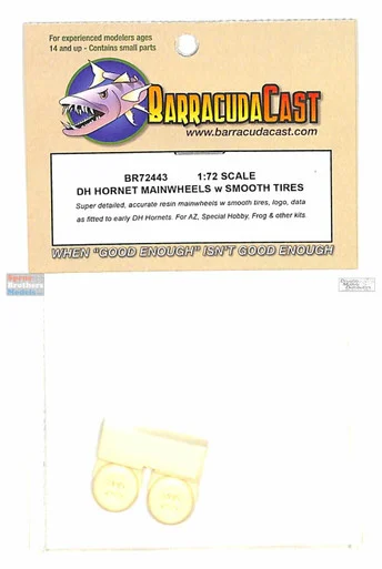 BARBR72443 1:72 BarracudaCast DH Hornet Mainwheels with Smooth Tires - BarracudaCals