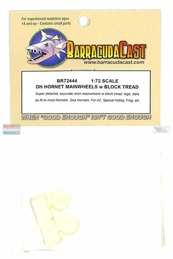 BARBR72444 1:72 BarracudaCast DH Hornet Mainwheels with Block Tread - BarracudaCals