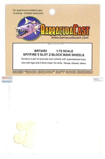 BARBR72453 1:72 BarracudaCast Spitfire Five Slot Z-Block Main Wheels