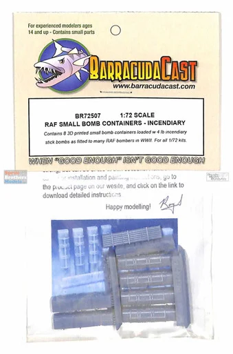 BARBR72507 1:72 BarracudaCast RAF Small Bomb Containers - Incendiary