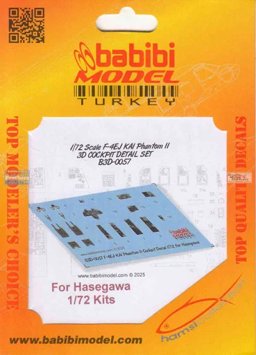 BBBB3D0057 1:72 Babibi Model 3D Cockpit Detail Set - F-4EJ Kai Phantom II (HAS kit)